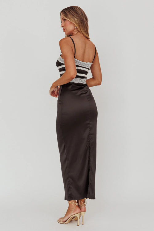Kellan Lace Trim Maxi Dress Black