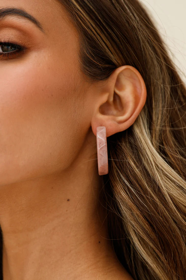 Sydney Perspex Hoop Pearl Back Earrings Rose
