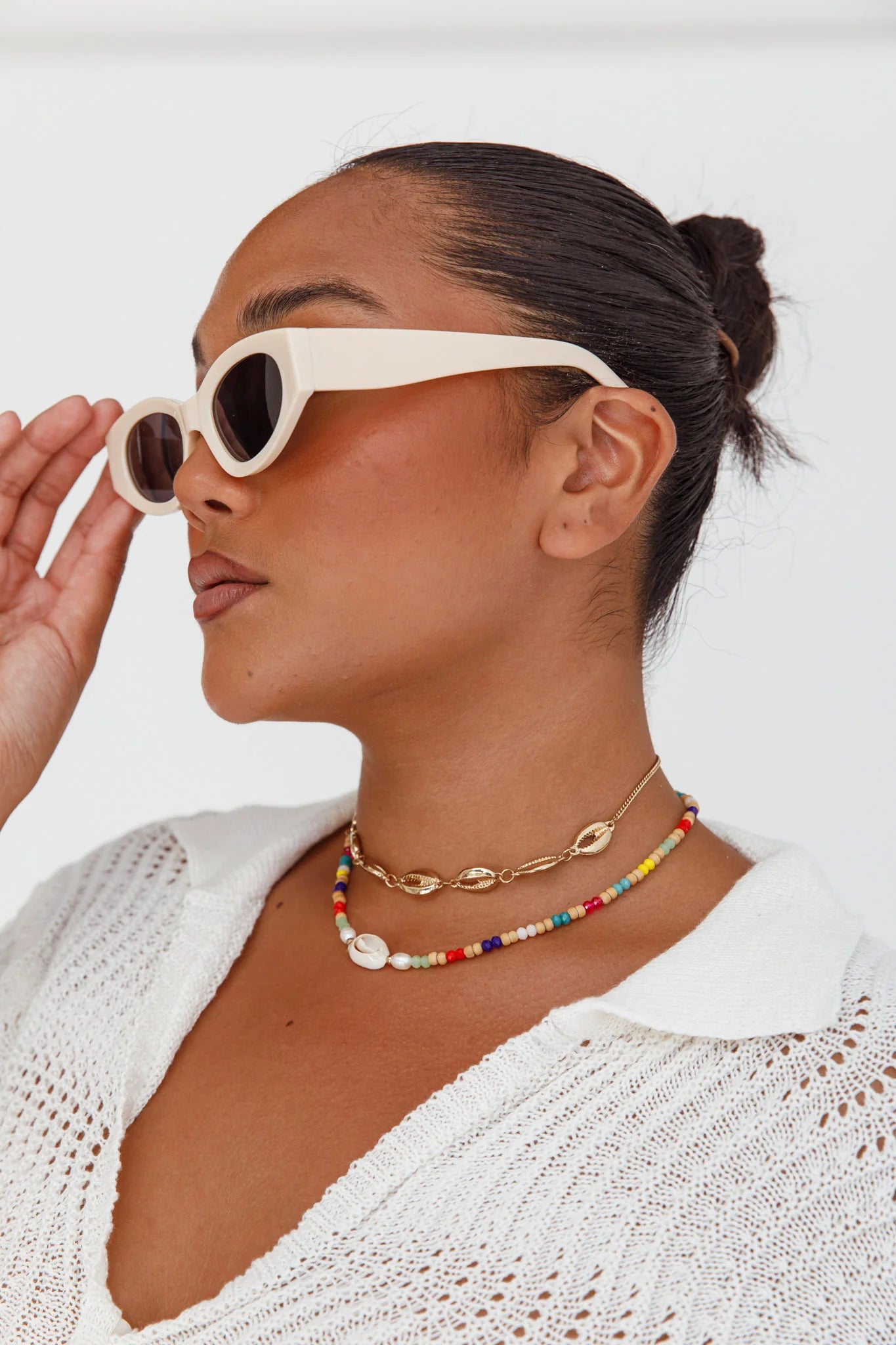 Regina Cat-eye Acetate Sunglasses Cream