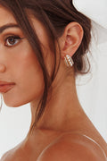 Odette Pearl Diamante Earrings Gold