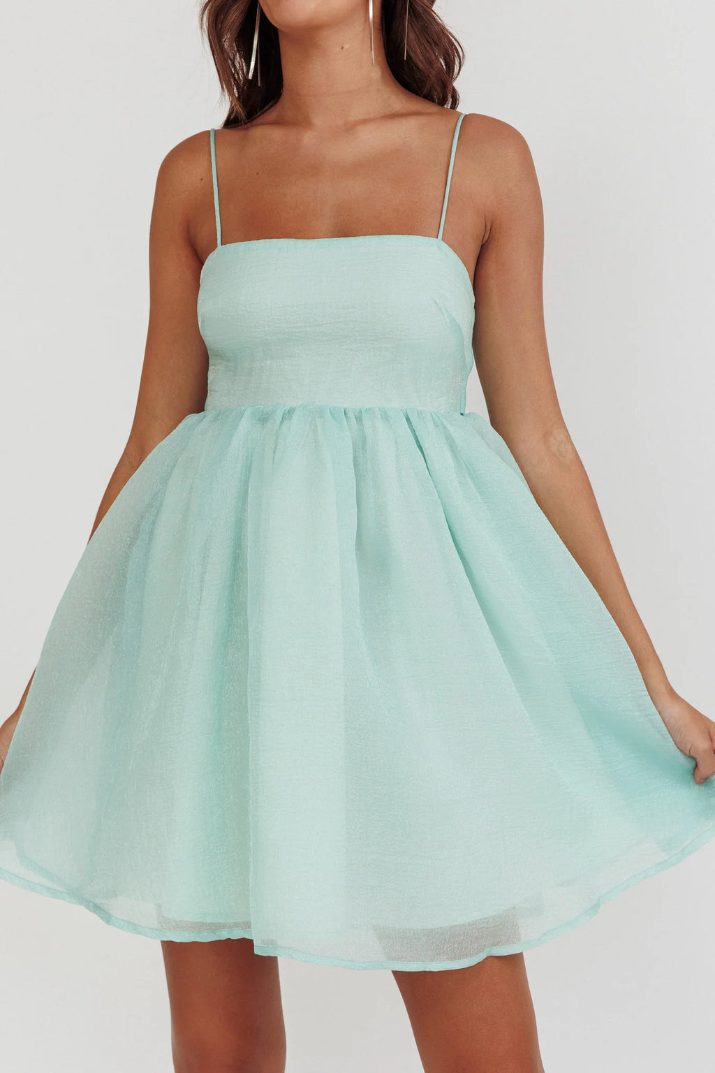 Diaz Bow Back Babydoll Mini Dress Sage