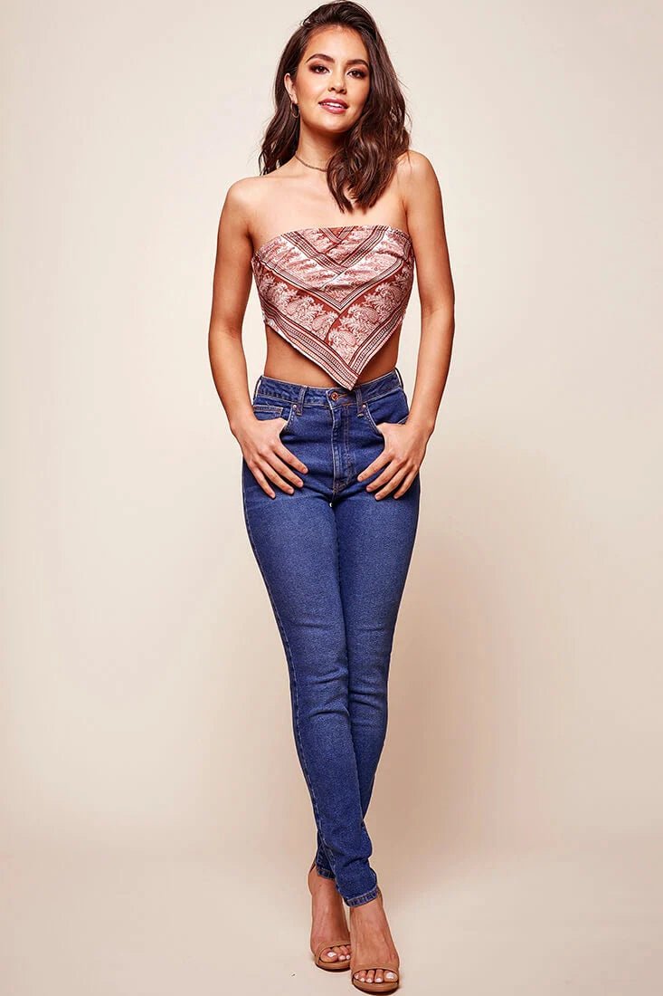 Cherise Handkerchief Bandeau Top Rust