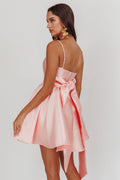 Athens Flared Bow Mini Dress Blush