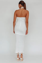Mari Halterneck Midi Dress White