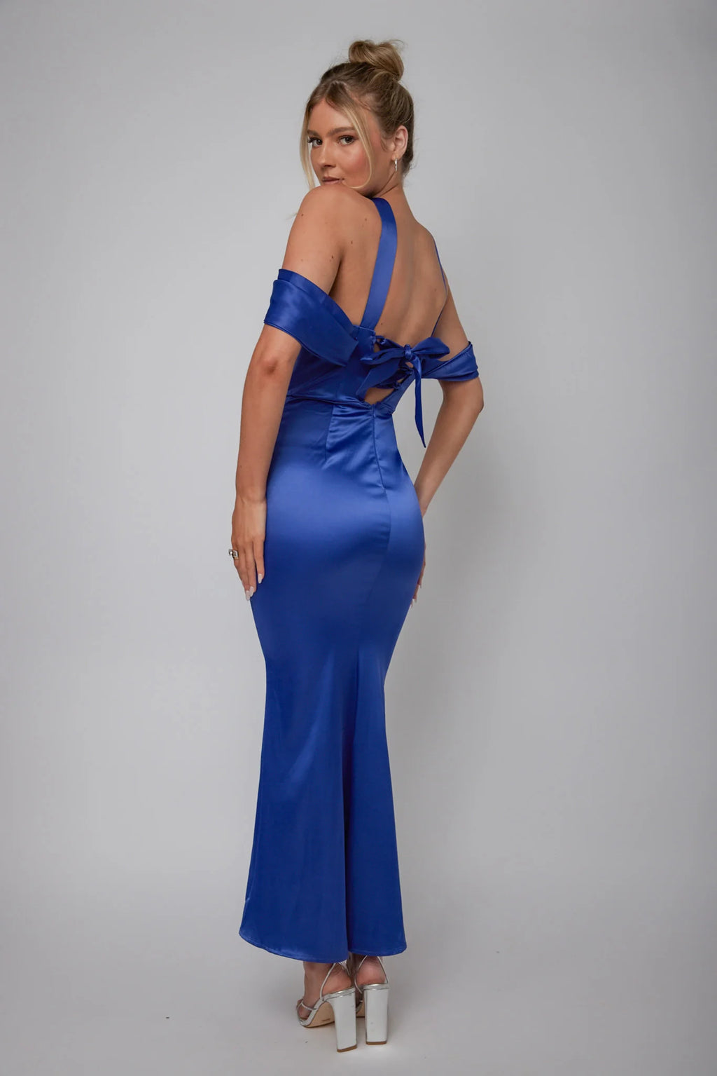 Eclipse Draped Sleeve Midi Dress Navy