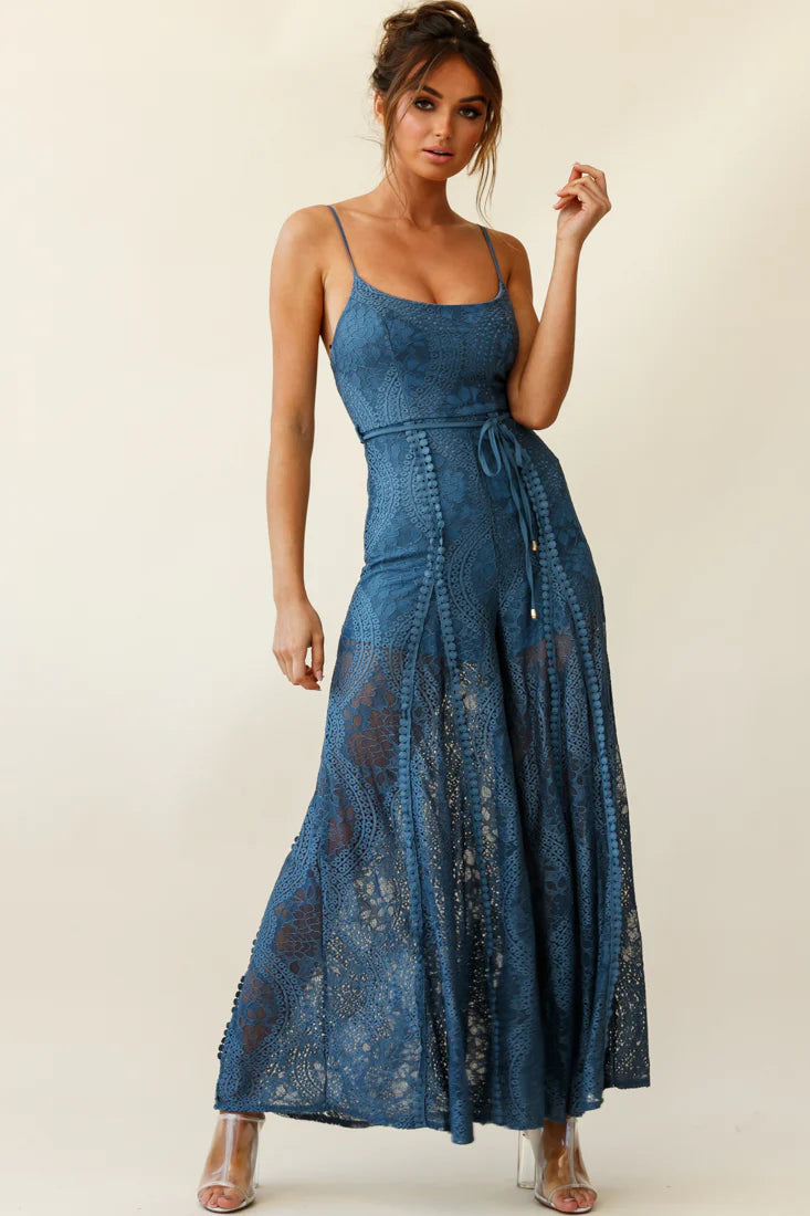 Palm Springs Lace Jumpsuit Midnight Blue