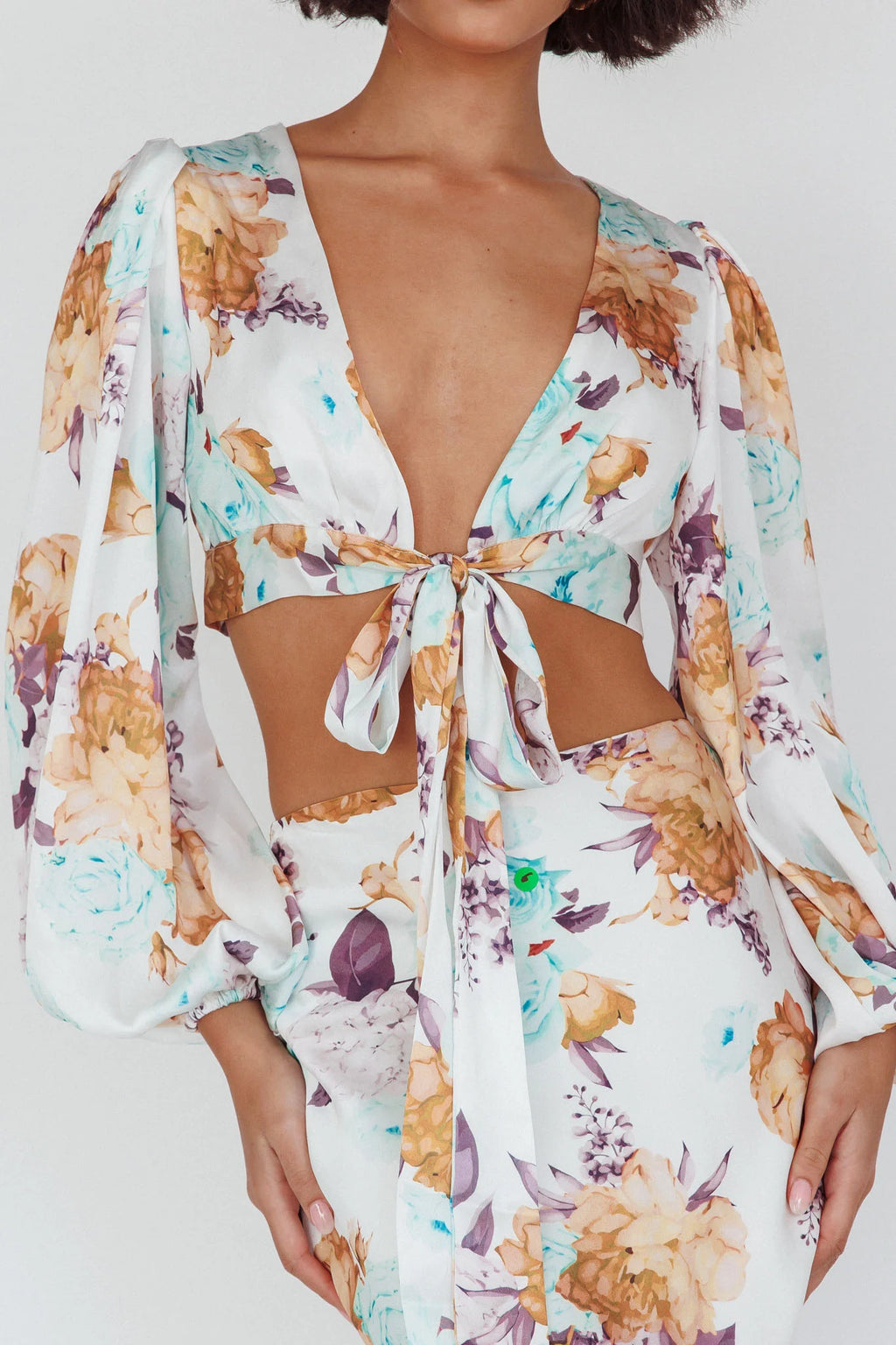 Meet Me In Fiji Tied Top Floral Yellow
