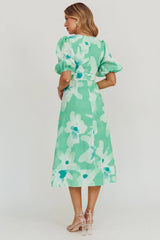 Elias Puff Sleeve Midi Dress Green