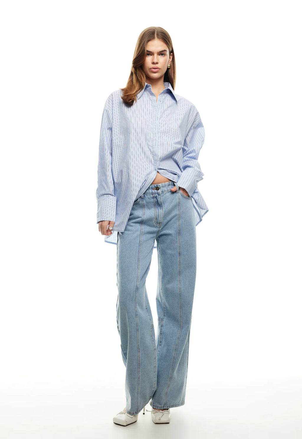 LIONESS Boyfriend Shirt Blue