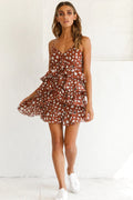 Zilla Layered Chiffon Dress Brown Print
