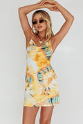 Show Me Love Cowl Neck Mini Dress Orange Multi