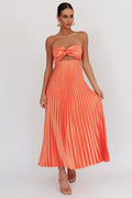 Wicked Games Strapless Pleated Maxi Dress Orange