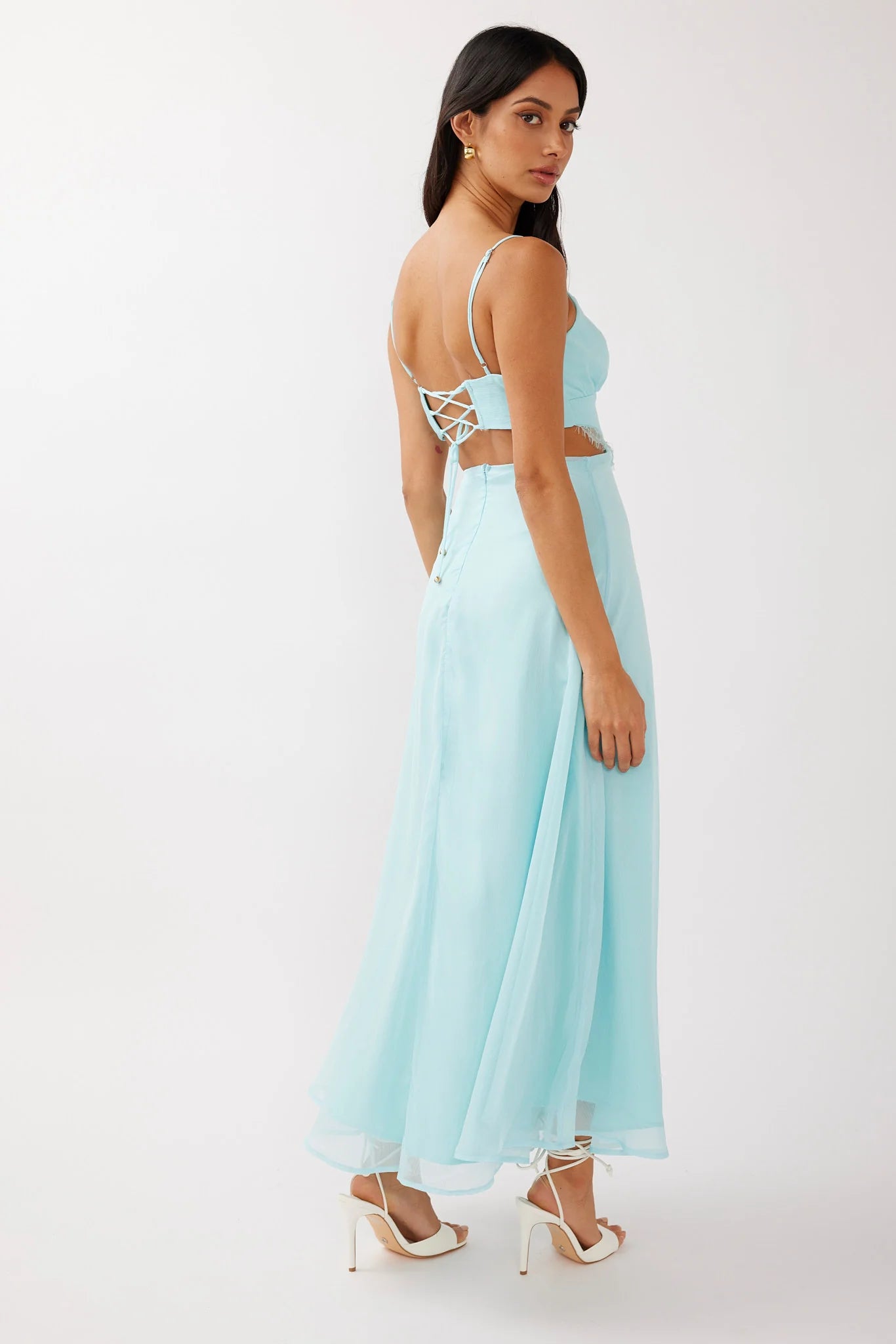 More Love Lace Trim Cut-Out Midi Dress Mint