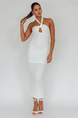 Mari Halterneck Midi Dress White