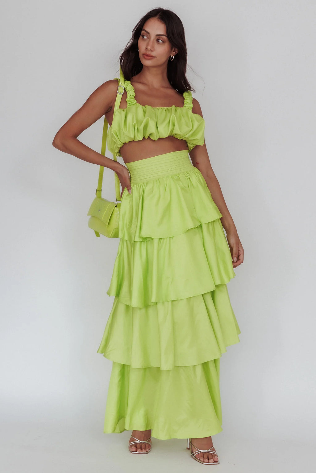 Sozo Bubble Crop Top Lime