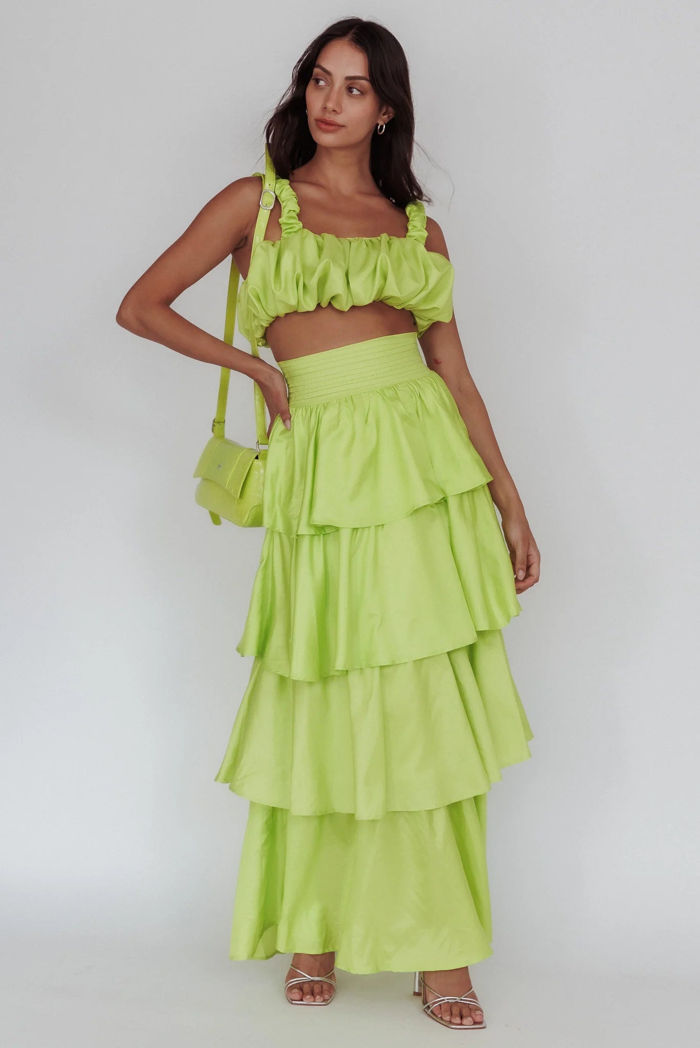 Sozo Bubble Crop Top Lime