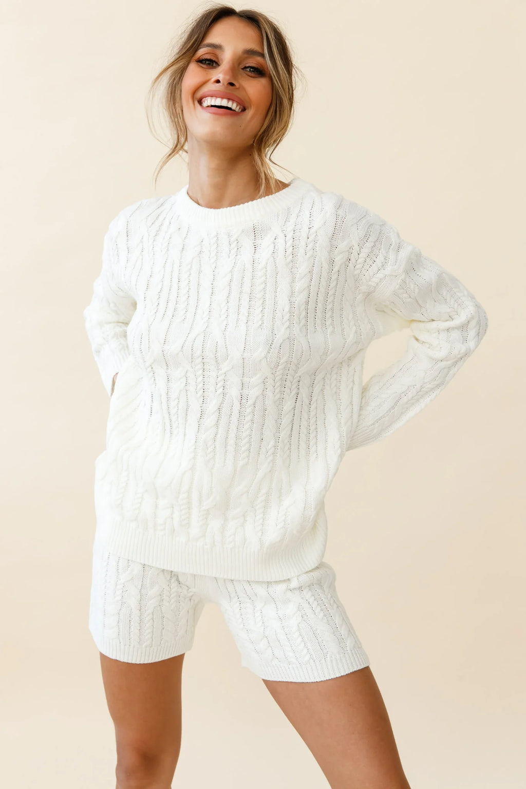 Colorado Cable Knit Shorts Cream