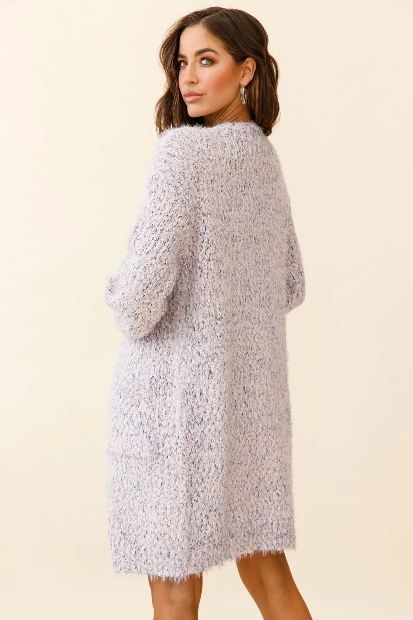 Johanna Long Sleeve Pocket Cardigan Mottled Pink