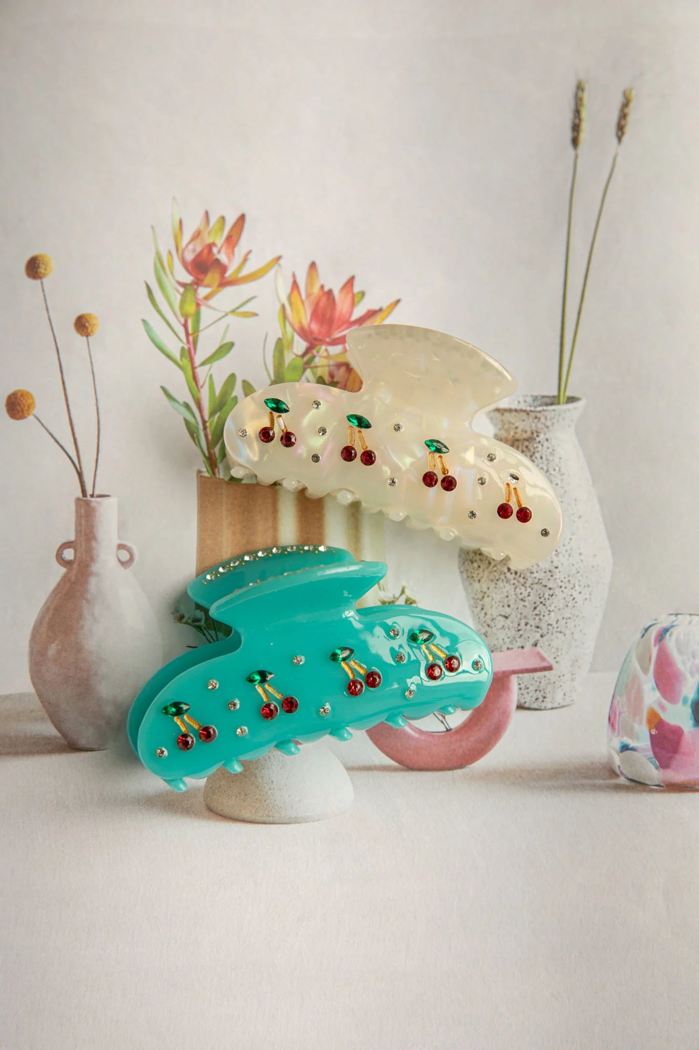 Cherry Pie Hair Clip Blue
