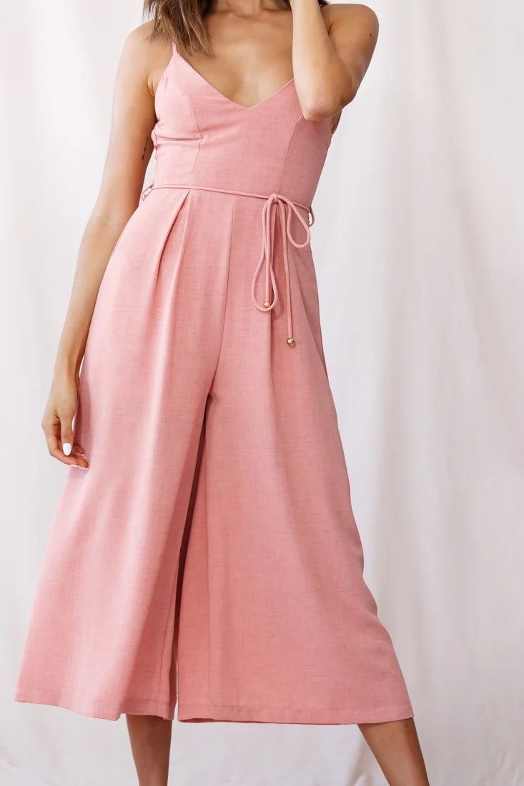 Brighton Low Back Wide Leg Jumpsuit Rose