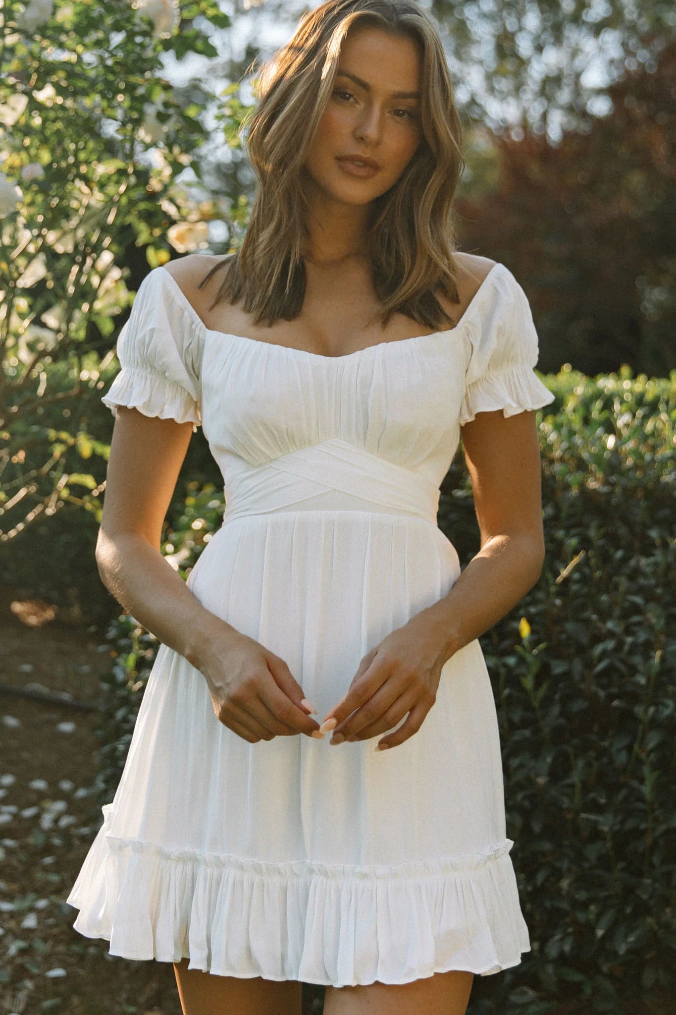 Linka Off-Shoulder Tie Back Dress White