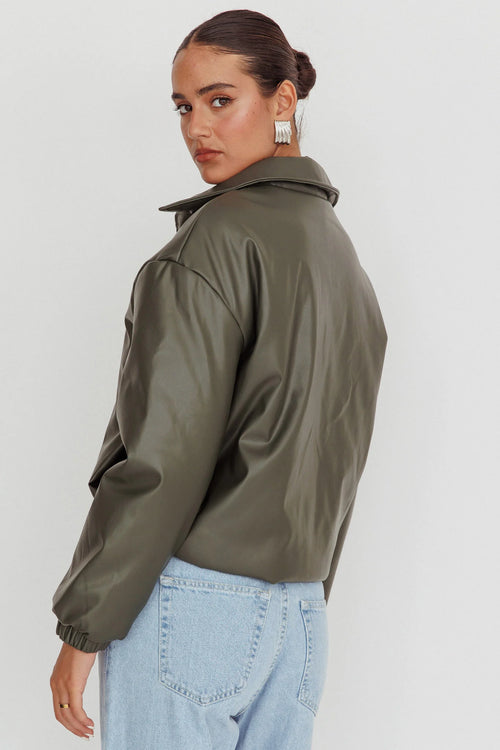 Faroe Drawstring Waist Puff Jacket Green