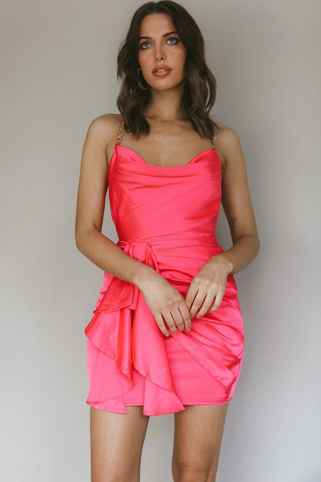 Mikael Chain Strap Mini Dress Fuchsia