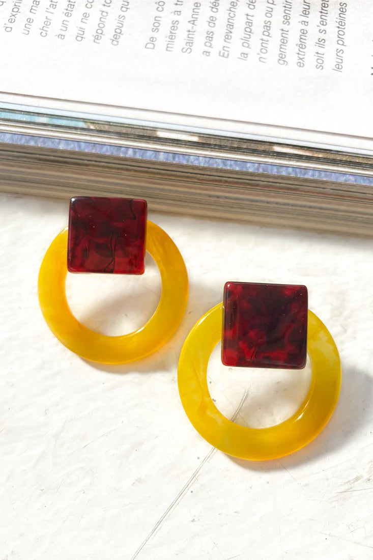 Mozambique Geometric Earrings Yellow