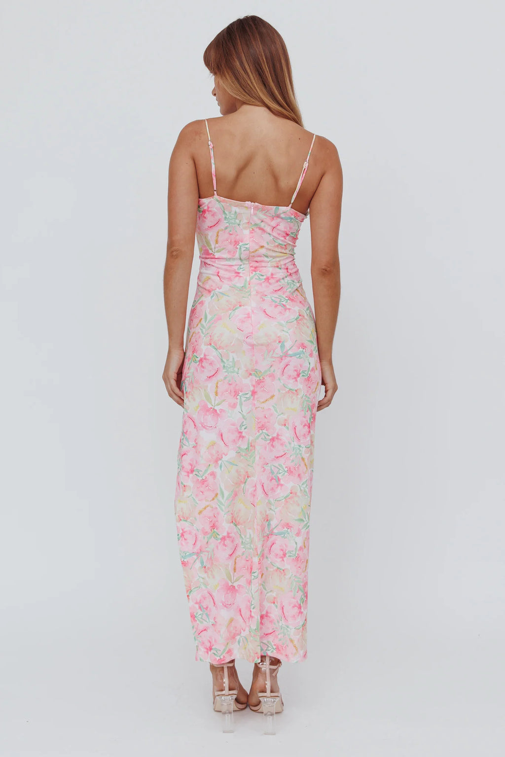 Catriona Split Ruffle Midi Dress Floral Yellow