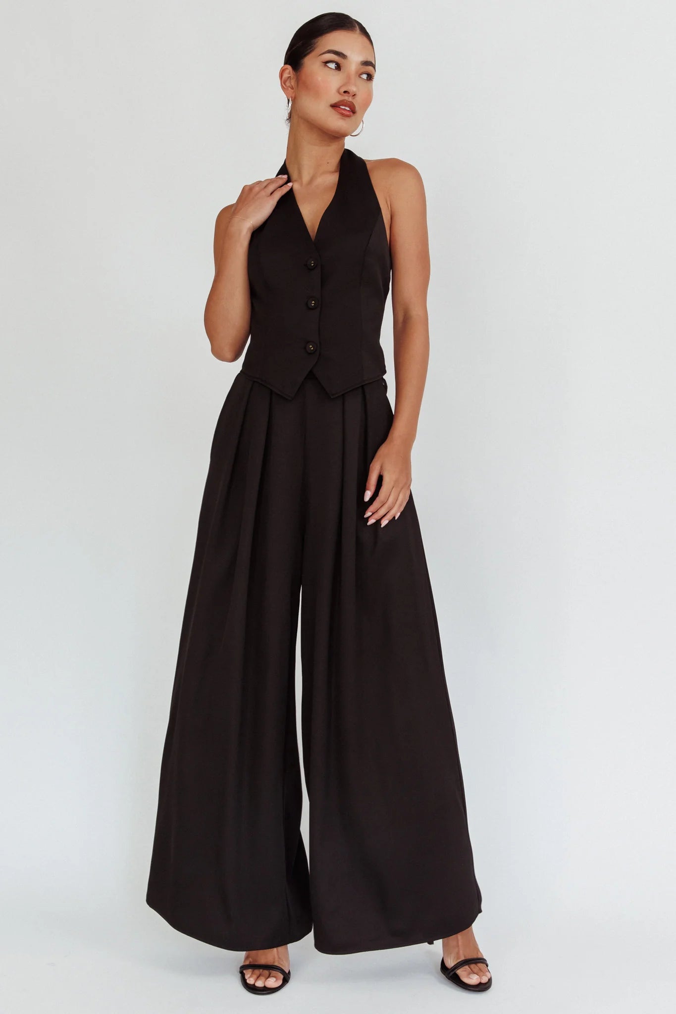 Tammi Halter Vest Top Black