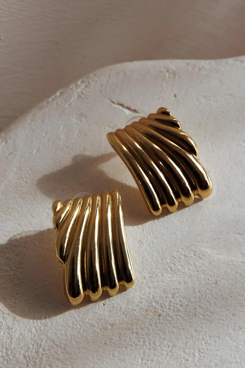 Wisdom Grooved Rectangle Earrings Gold