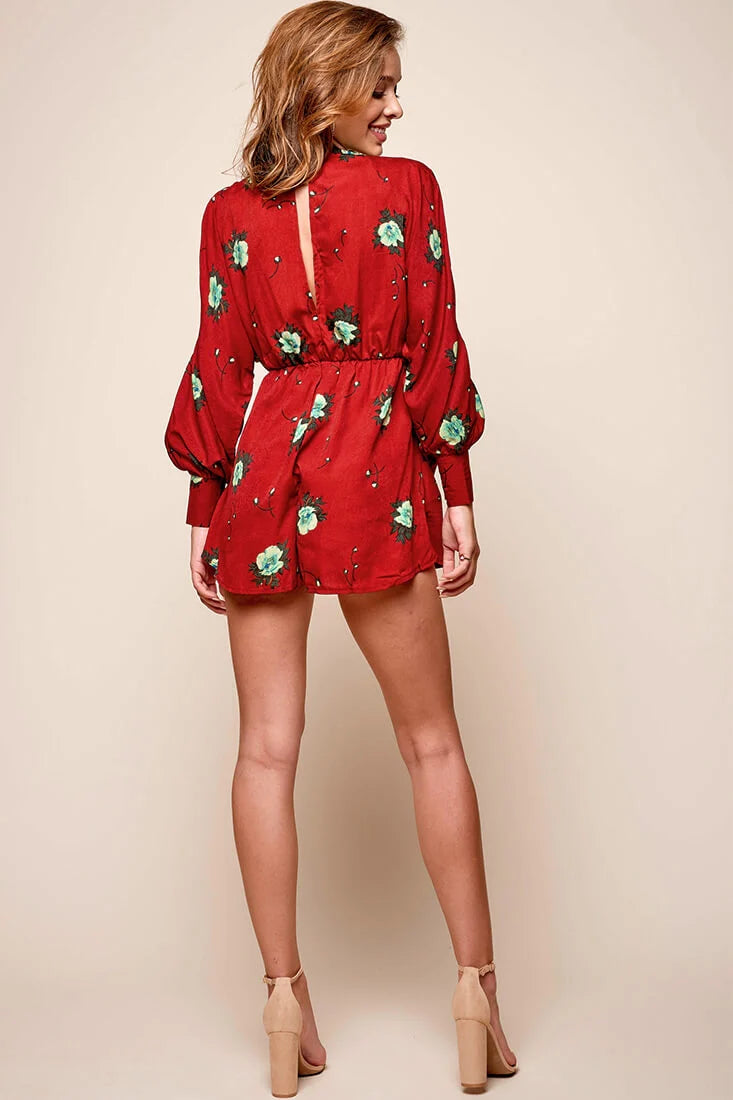 Vera Cold Shoulder Romper Wine